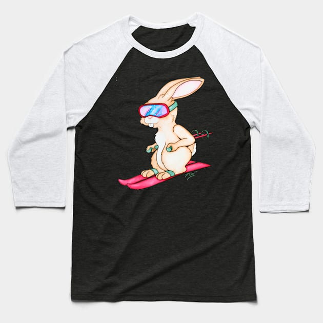 Ski Bunny Baseball T-Shirt by ptowndanig